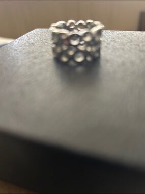 Sterling Silver Beaded Statement Ring - Silver